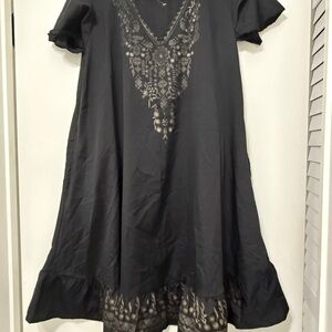 Elegant Black Lace Trim Dress